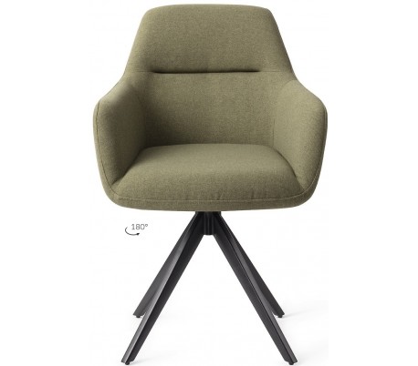 Billede af 2 x Kinko Rotérbare Spisebordsstole H84 cm polyester - Sort/Jægergrøn