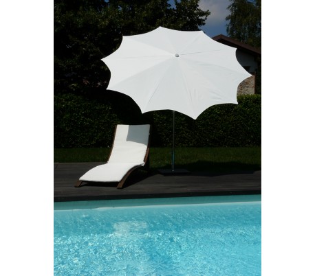Se Maffei Estrella parasol i polyester og stål Ø250 cm - Hvid hos Lepong.dk