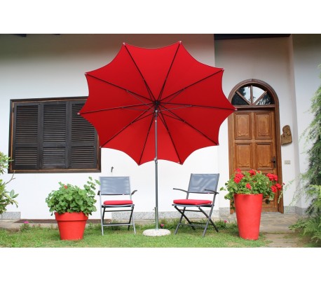 Se Maffei Estrella parasol i polyester og stål Ø250 cm - Rød hos Lepong.dk