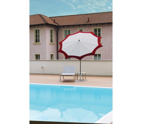 Billede af Maffei Star parasol i dralon og stål Ø250 cm - Hvid/Vinrød