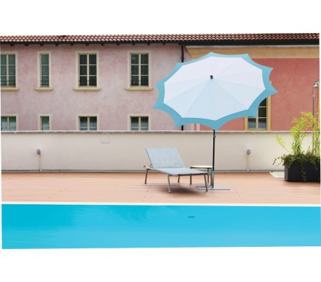 Se Maffei Star parasol i dralon og stål Ø250 cm - Hvid/Havblå hos Lepong.dk