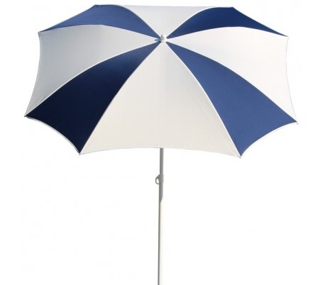 Se Maffei Malta parasol i polyester og stål Ø200 cm - Hvid/Blå hos Lepong.dk