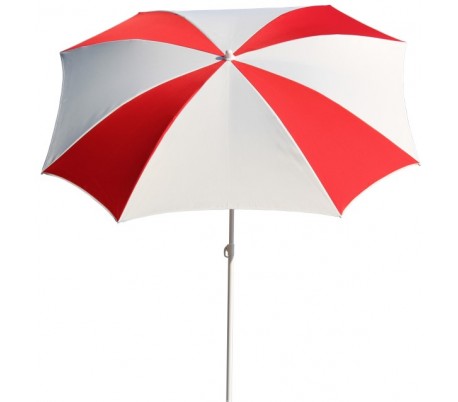 Se Maffei Malta parasol i polyester og stål Ø200 cm - Hvid/Rød hos Lepong.dk