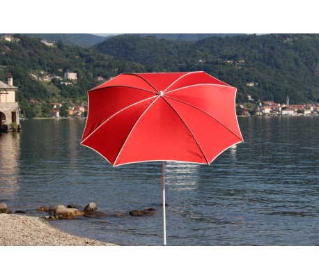 Se Maffei Malta parasol i polyester og stål Ø200 cm - Rød hos Lepong.dk