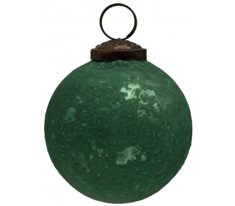 Julekugle i glas Ø10 cm - Antik grøn