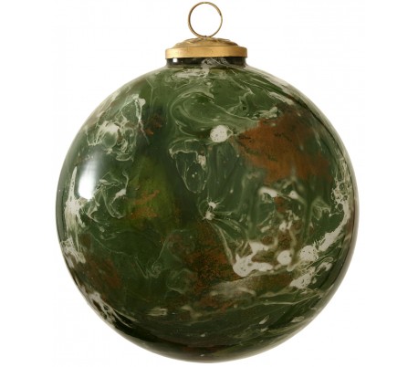 Billede af Julekugle i glas Ø15 cm - Grøn marmoriseret