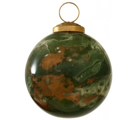 Julekugle i glas Ø10 cm - Grøn marmoriseret