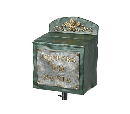 Letter to Santa postkasse i metal og H100 cm - Sort/Grøn