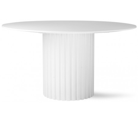 Se Rundt spisebord i sunkaitræ og mdf Ø140 cm - Hvid hos Lepong.dk