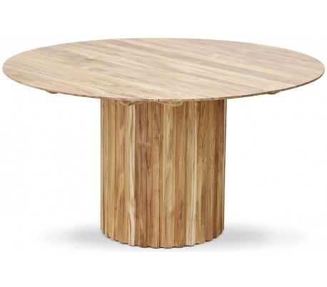 Se Rundt spisebord i teaktræ Ø140 cm - Natur hos Lepong.dk