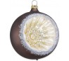 Julekugle i mundblæst glas Ø8 cm - Mat bronzebrun med reflektor