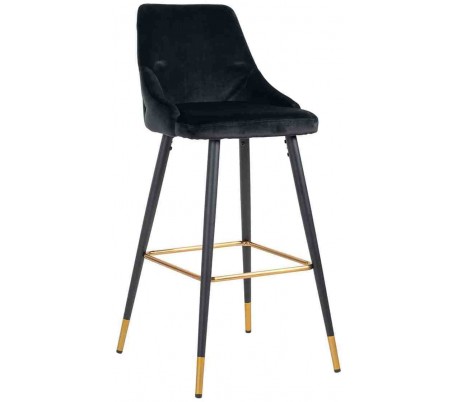 Linsey rotérbar barstol i velour H100 cm - Sort/Stengrå