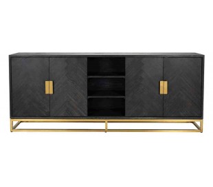 Hunter tvbord i egetræsfinér og stål B190 cm - Sort/Antik guld 2