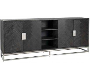 Blackbone sideboard i egetræsfinér og stål B225 cm - Sort/Guld