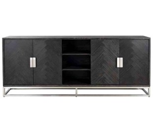 Blackbone sideboard i egetræsfinér og stål B225 cm - Sort/Guld 2