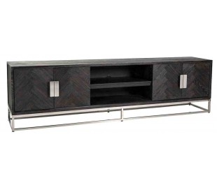 Blackbone tvbord i egetræ og stål B220 cm - Sort/Guld