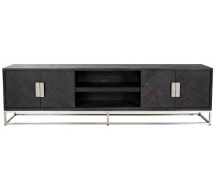 Blackbone tvbord i egetræ og stål B220 cm - Sort/Guld 2
