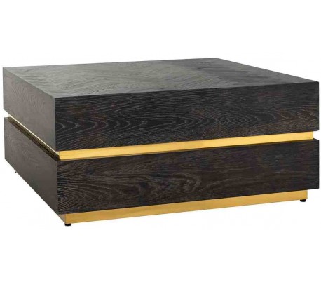 Se Blackbone sofabord i egetræ og stål 90 x 90 cm - Sort/Guld hos Lepong.dk