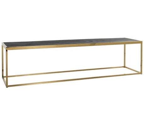 Se Blackbone sofabord i egetræ og stål 160 x 40 cm - Guld/Sort hos Lepong.dk