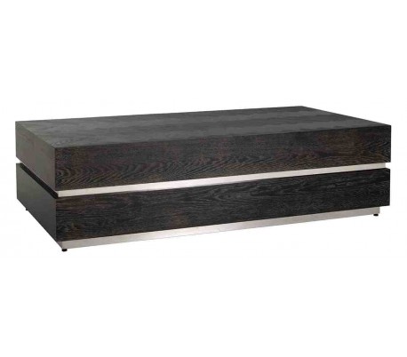 Se Blackbone sofabord i egetræ og stål 150 x 80 cm - Sort/Sølv hos Lepong.dk
