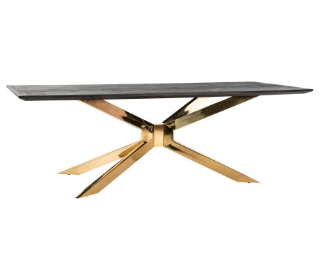 Hunter spisebord i egetræsfinér og stål 260 x 100 cm - Sort/Antik guld