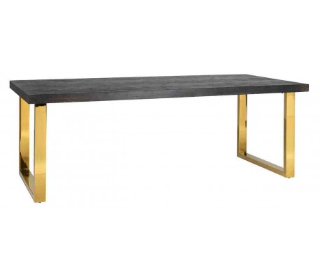 Se Blackbone spisebord i egetræ og stål 220 x 100 cm - Sort/Guld hos Lepong.dk