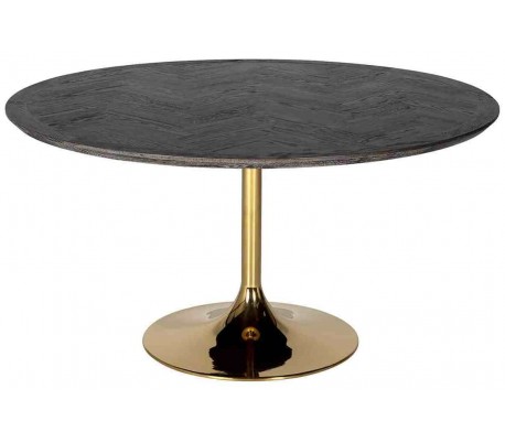 Blackbone spisebord i egetræ og stål 220 x 100 cm - Sort/Guld
