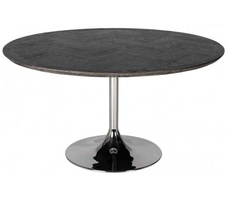 Se Blackbone rundt spisebord i egetræ og stål Ø140 cm - Sort/Sølv hos Lepong.dk