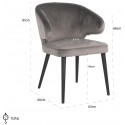 Nomi spisebordsstol i velour H82 cm - Sort/Stålgrå
