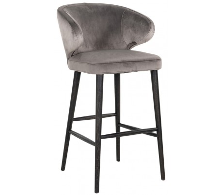 Billede af Indigo barstol i velour H106 cm - Sort/Stengrå
