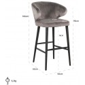 Indigo spisebordsstol i velour H81 cm - Sort/Stengrå