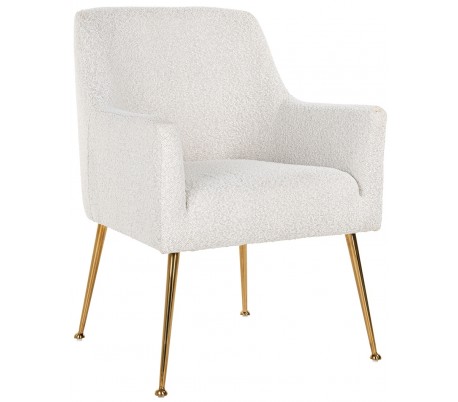 Se Harper spisebordsstol i polyester H87 cm - Børstet guld/Hvid hos Lepong.dk