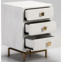 Sengebord i metal og træ H66 x B52 cm - Antik hvid/Antik guld
