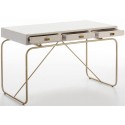 Skrivebord med 3 skuffer i metal og træ 120 x 60 cm - Grå/Antik guld