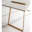 Skrivebord med 3 skuffer i metal og træ 120 x 60 cm - Antik hvid/Antik guld