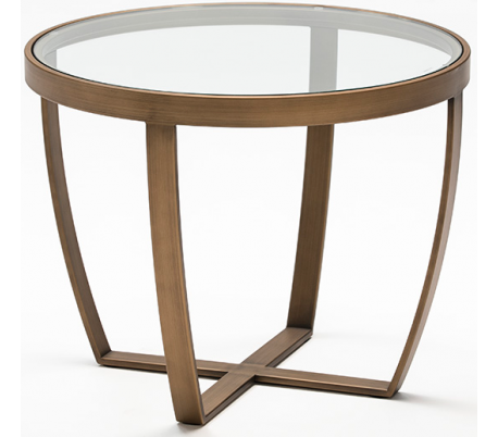 Se Sofabord i metal og glas Ø60 cm - Antik bronze/Klar hos Lepong.dk