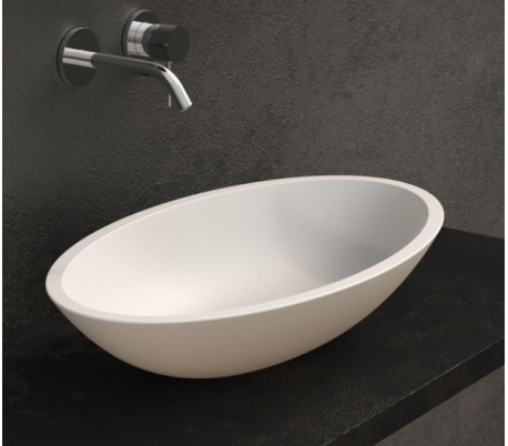 spejl Garanti Vag Ideavit Solidjazz bordmonteret håndvask 60 x 35 cm Solid surface - Mat hvid