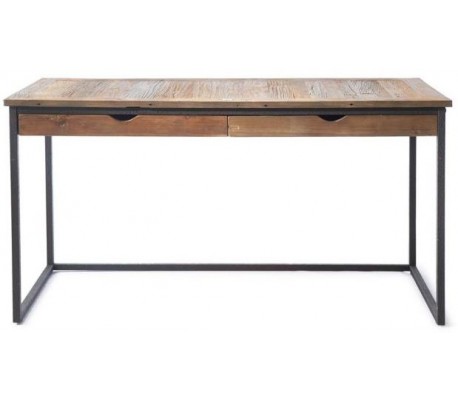 Se Skrivebord i genanvendt elmetræ og jern 150 x 70 cm - Sort/Natur hos Lepong.dk