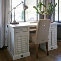 Skrivebord i genanvendt elmetræ og jern 150 x 70 cm - Sort/Natur