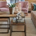 Sofabord i genanvendt egetræ og stål 130 x 60 cm - Antik jerngrå/Antik brun