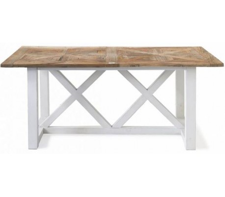 Se Spisebord i genanvendt elmetræ 180 x 90 cm - Antik hvid/Natur hos Lepong.dk