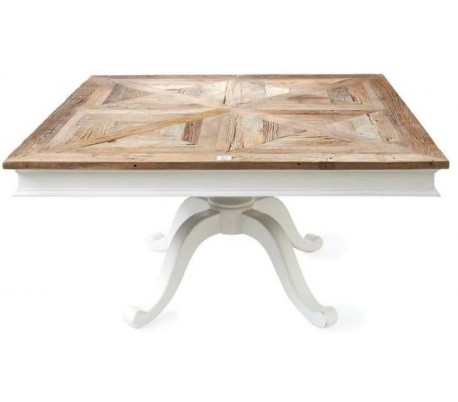 trimme lejlighed konjugat Spisebord i genanvendt elmetræ 150 x 150 cm - Antik hvid/Natur