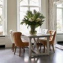 Spisebord i genanvendt elmetræ 180 x 90 cm - Antik hvid/Natur