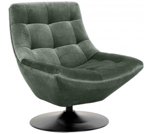Lænestol grøn velour drejefunktion