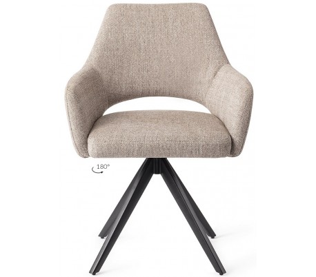 Se 2 x Yanai Rotérbare Spisebordsstole H86 cm polyester - Sort/Sandgrå hos Lepong.dk