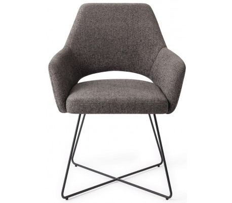 2 x Yanai Spisebordsstole H85 cm polyester - Sort/Sandgrå