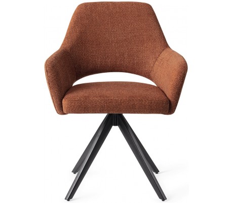 Billede af 2 x Yanai Rotérbare Spisebordsstole H86 cm polyester - Sort/Terracotta