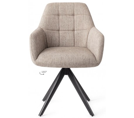 Se 2 x Noto Rotérbare Spisebordsstole H86 cm polyester - Sort/Sandgrå hos Lepong.dk