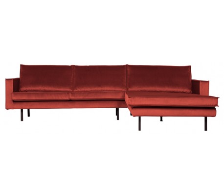 Sofa med højrevendt chaiselong i velour 300 x 155 cm - Teal