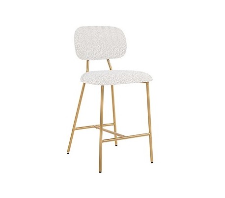 Billede af Xenia barstol i polyester H96,5 cm - Børstet guld/Hvid